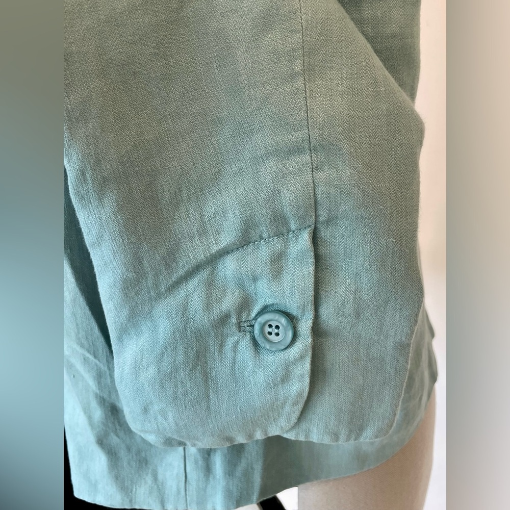 Elevenses by Anthropologie  swing-style linen blazer, single button, aqua,8, EUC - Picture 9 of 11